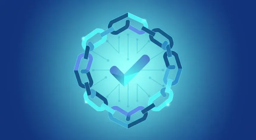 Scalable SEO strategy illustration with a check mark inside a connected chain circle.